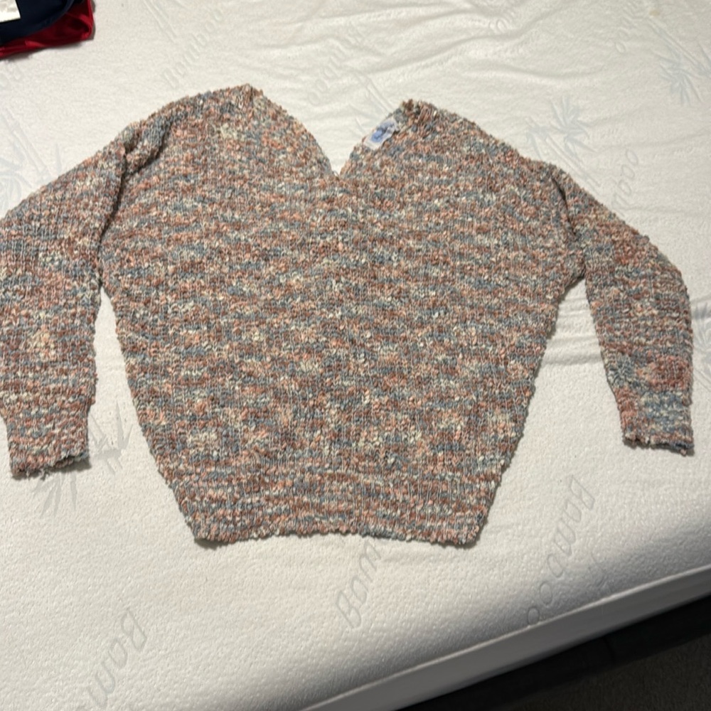 Chenille-like twist back sweater